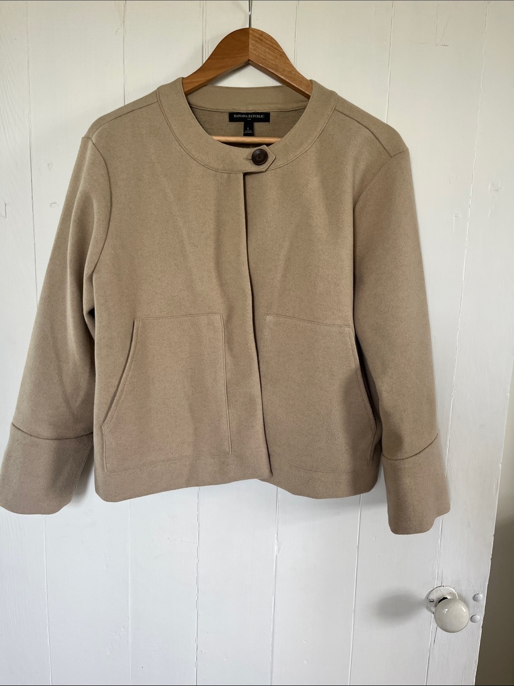 Banana Republic Women's Beige Short Round Neck Jacket